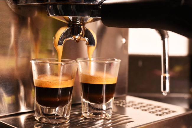 coffee-machine-preparing-cup-of-coffee-picture-id529207711 Coffee machine preparing espresse