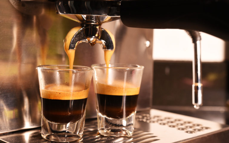 coffee-machine-preparing-cup-of-coffee-picture-id529207711 Coffee machine preparing espresse