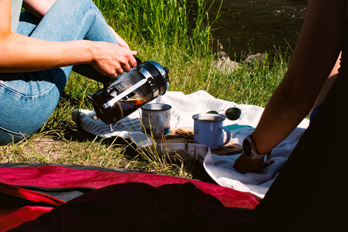 French Press Camping Kaffee